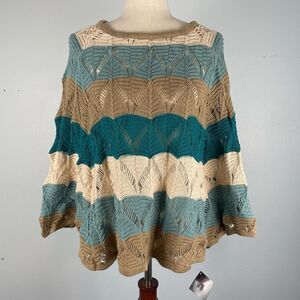 NWT JW Styles Poncho Style Loose Knit Sweater Top Size M